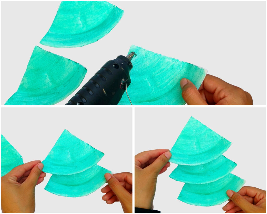 Paper plate christmas tree craft for kids