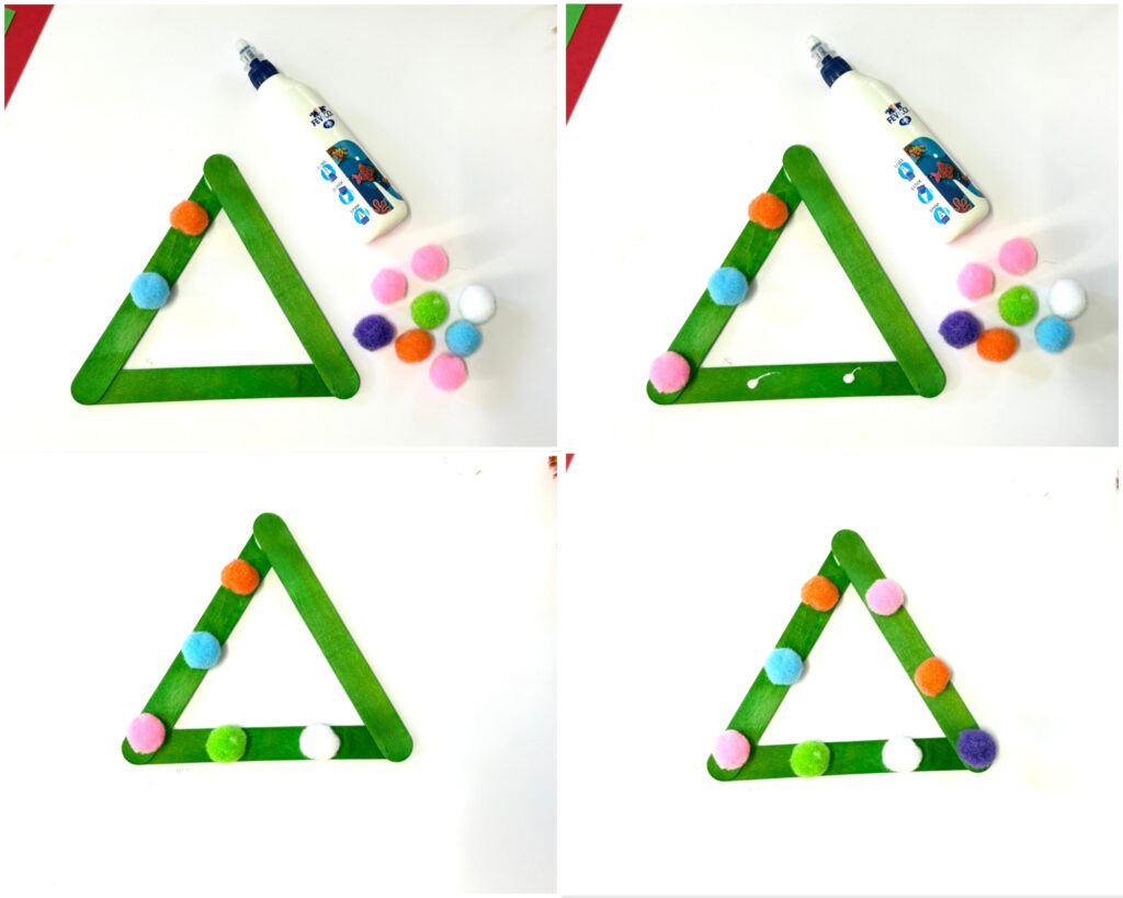 Popsicle stick christmas tree ornament craft for kids