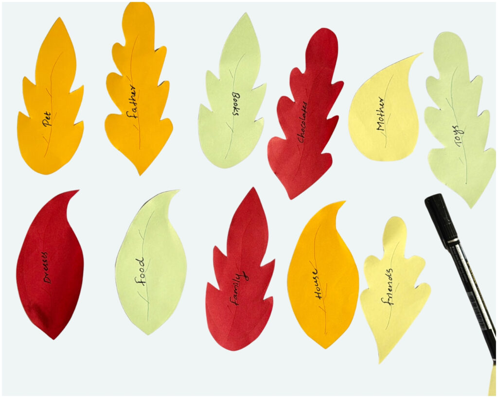 Fall leaf gratitude wreath craft - thanksgiving activity