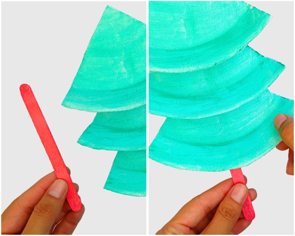 Paper plate christmas tree craft for kids