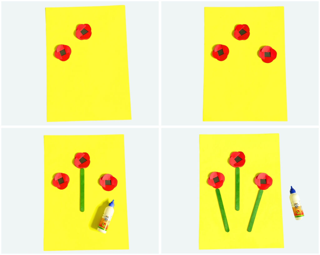 Popsicle stick poppy flower craft for kids