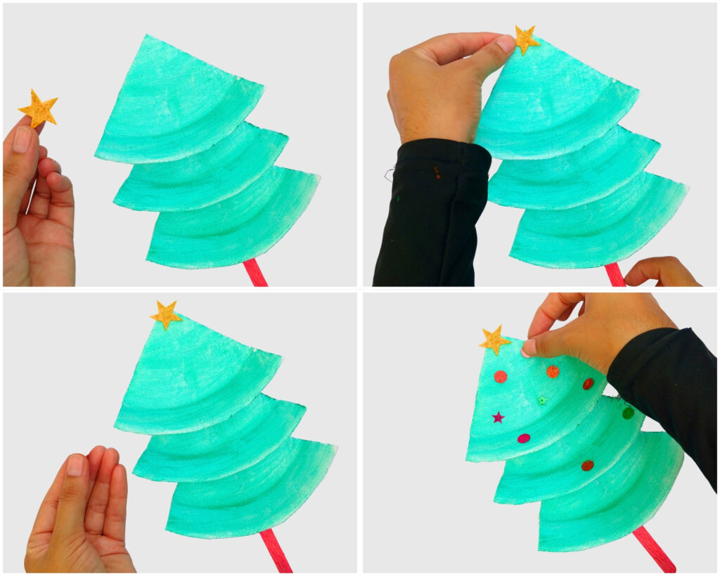 Paper plate christmas tree craft for kids