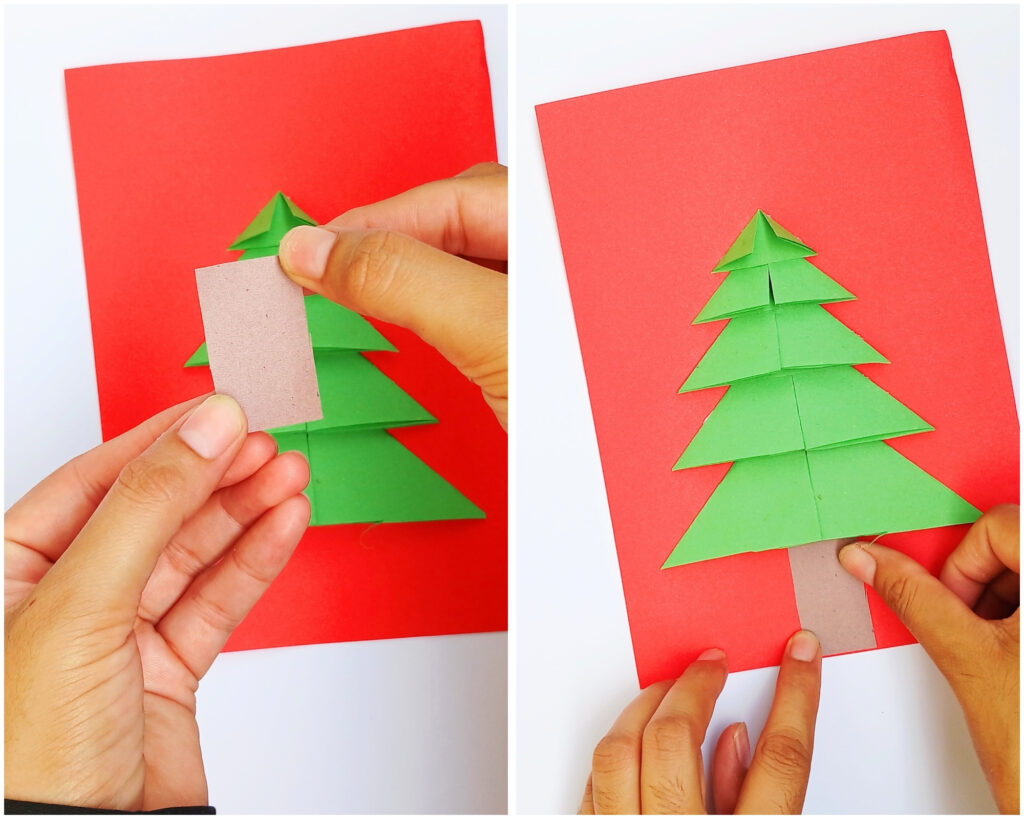3D Christmas tree card craft for kids