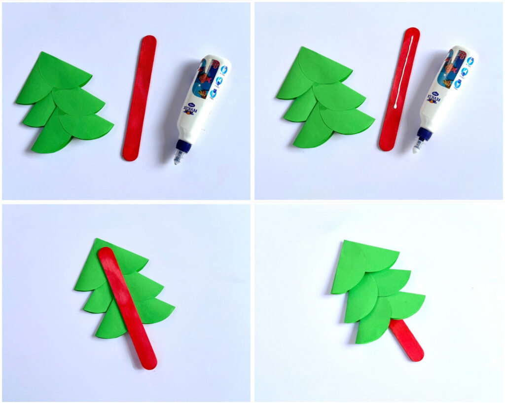 easy paper and popsicle stick christmas tree craft for kids