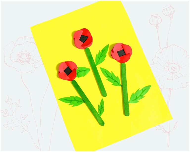 Popsicle Stick Poppy Flower Craft for Kids
