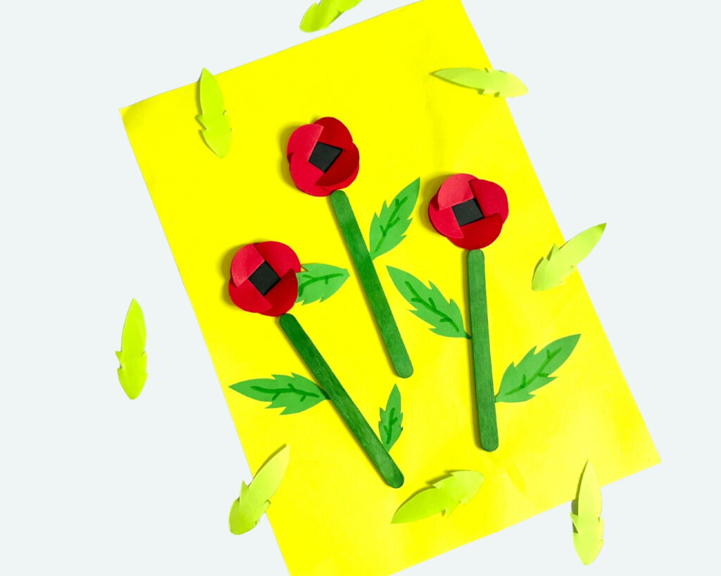 Popsicle stick poppy flower craft for kids
