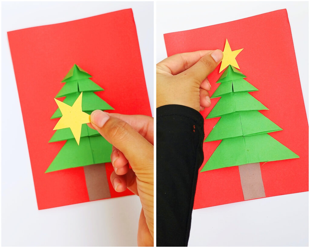3D Christmas tree card craft for kids