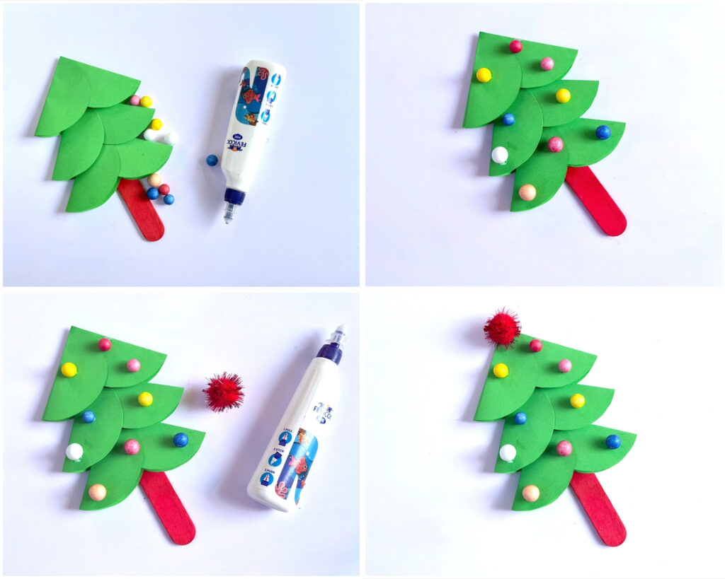 easy paper and popsicle stick christmas tree craft for kids