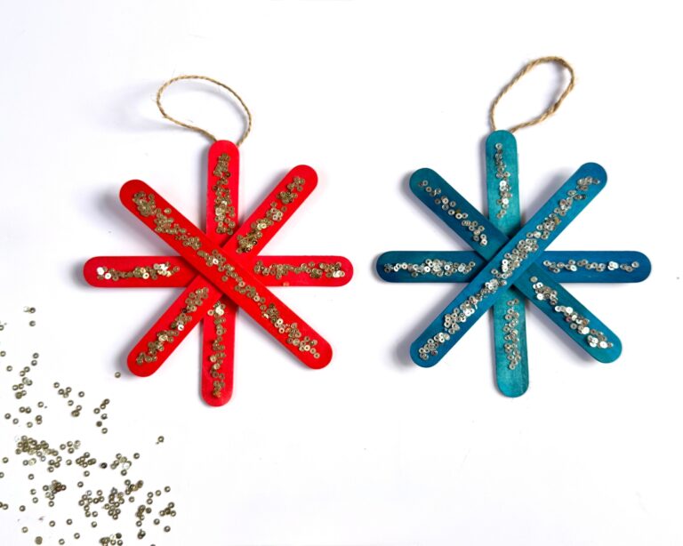 Popsicle Stick Snowflake Ornament Craft