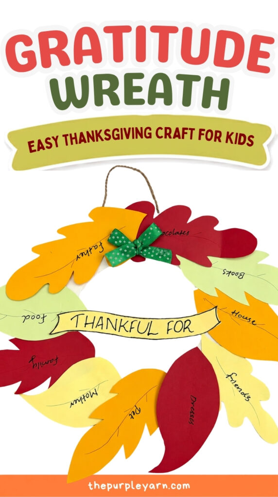 Thanksgiving leaf gratitude wreath craft for kids