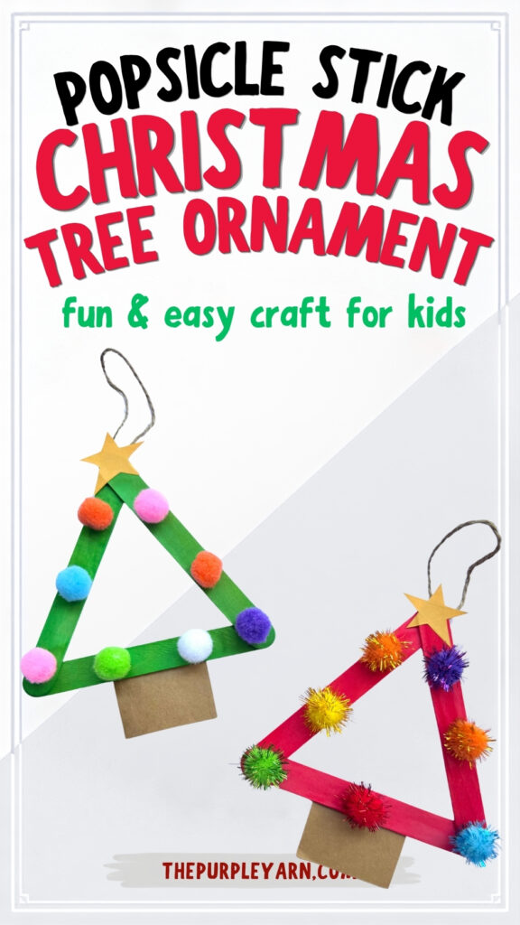 Popsicle stick christmas tree ornament craft for kids