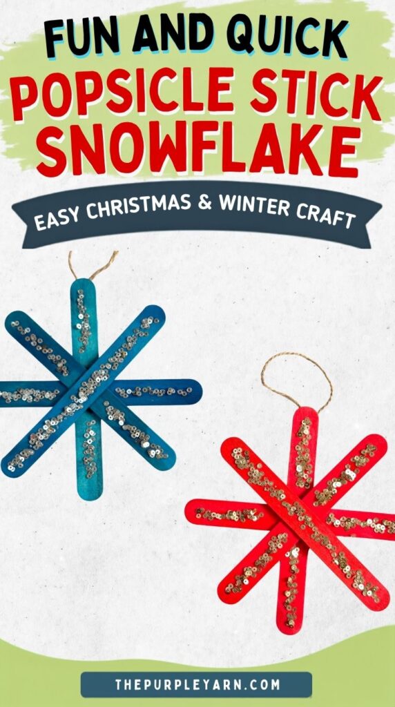 Popsicle stick snowflake ornament craft for kids