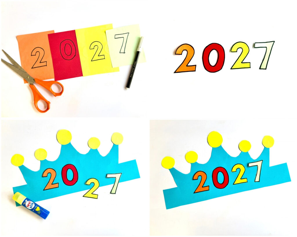 New Year's Paper Crown Craft for Kids